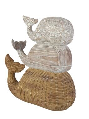 Stacked Whale Sculpture Natural Tones - Home Art 🐋 John Lewis Coastal Boho NEW